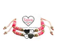 KIDZVEFUN 2PCS Big Sister Little Sister Matching Bracelets Sister Hearted Beaded Bracelet for Women,Sister Bracelets for 2,Matching Sister Bracelets for Christmas Day Gift, One Size, Aluminum