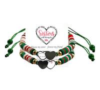 KIDZVEFUN 2PCS Big Sister Little Sister Matching Bracelets Sister Hearted Beaded Bracelet for Women,Sister Bracelets for 2,Matching Sister Bracelets for Christmas Day Gift, One Size, Aluminum