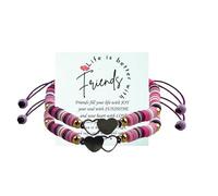 KIDZVEFUN 2PCS Big Sister Little Sister Matching Bracelets Sister Hearted Beaded Bracelet for Women,Sister Bracelets for 2,Matching Sister Bracelets for Christmas Day Gift, One Size, Aluminum