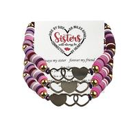 KIDZVEFUN 3PCS Big Sister Little Sister Matching Bracelets Sister Hearted Beaded Bracelet for Women, Sister Bracelets for 3, Matching Sister Bracelets for Christmas Day Gift, One Size, Aluminum