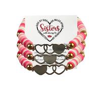 KIDZVEFUN 3PCS Big Sister Little Sister Matching Bracelets Sister Hearted Beaded Bracelet for Women, Sister Bracelets for 3, Matching Sister Bracelets for Christmas Day Gift, One Size, Aluminum