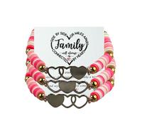 KIDZVEFUN 3PCS Big Sister Little Sister Matching Bracelets Sister Hearted Beaded Bracelet for Women, Sister Bracelets for 3, Matching Sister Bracelets for Christmas Day Gift, One Size, Aluminum