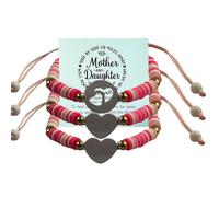 KIDZVEFUN Mother Daughter Bracelets, 3Pcs Matching Hearted Bracelets for Mommy Daughter Son Friends Christmas Day Presents Touch Permanent Gift Mother's Day, One Size, Aluminum Polyester, no gemstone