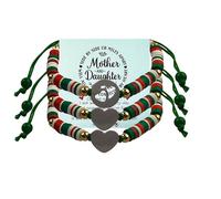 KIDZVEFUN Mother Daughter Bracelets, 3Pcs Matching Hearted Bracelets for Mommy Daughter Son Friends Christmas Day Presents Touch Permanent Gift Mother's Day, One Size, Aluminum Polyester, no gemstone