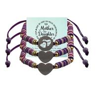 KIDZVEFUN Mother Daughter Bracelets, 3Pcs Matching Hearted Bracelets for Mommy Daughter Son Friends Christmas Day Presents Touch Permanent Gift Mother's Day, One Size, Aluminum Polyester, no gemstone
