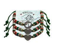 KIDZVEFUN Mother Daughter Bracelets, 3Pcs Matching Hearted Bracelets for Mommy Daughter Son Friends Christmas Day Presents Touch Permanent Gift Mother's Day, One Size, Aluminum Polyester, no gemstone