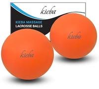 Kieba Massage Lacrosse Balls for Myofascial Release, Trigger Point Therapy, Muscle Knots, and Yoga Therapy. Set of 2 Firm Balls (2 Orange)
