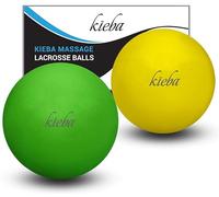 Kieba Massage Lacrosse Balls for Myofascial Release, Trigger Point Therapy, Muscle Knots, and Yoga Therapy. Set of 2 Firm Balls (Green and Yellow)