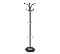 kiel metal coat stand with umbrella holder in chrome and brown