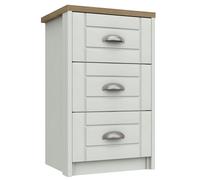 Kielder 3 Drawer Bedside Table - White