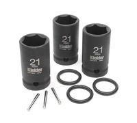 Kielder KWT-125-PO3 1/2" Mid-Size 21mm Scaffolding Impact Sockets (52mm Long) with Pin & O-Ring (3 Pack)