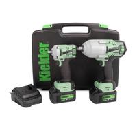 Kielder Kwt-Tpk-10 1/2" High Torque Impact Wrench & 3/8" Ultra Compact Impact Wrench Twin Pack With 2 X 5Ah Batteries, Charger