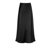 Kielsjajd Satin Skirts for Women High Waist Silk Midi Skirts Casual A Line Skirt Hidden Elasticized Waistband Long Length Silk Satin Skirts Solid Color Elegant Skirt Black