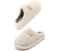 Kiemorgy Slippers for Men and Women, Memory Foam Slippers for Women, Soft Thick Fluffy Slippers for Women and Men, Closed Toe Bedroom House Slippers for Women, White, 39.5/41 EU