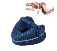 KIENG Knee Pillow for Sleeping On Side,Leg Pillow,Memory Foam Wedge Pillows Support Cushion with Removable,Pain Relief for Lower Back Sciatica Hip Joints (Navy)
