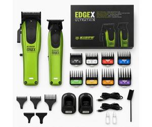 Kiepe EDGEX Hair Clippers and Trimmer Set, Professional Cordless Barber Clippers for Men Haircut, 8500 RPM Brushless Hair Trimmer Men with Charging Docks, Lime Green