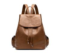 Kiepoar Women's Backpack PU Leather, Casual Anti-Theft Bag with Drawstring, Classic Design Elegant School Bag, Lightweight Waterproof Fashion Backpack for Work School Travel