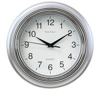 Kiera Grace Aster Round Wall Clock, 10-Inch, 1.5-Inch deep, Silver