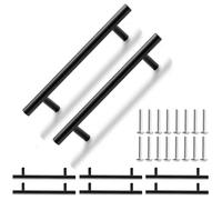 KIERKIER 8 Pack Black Kitchen Cupboard Handles 128mm Hole Centres - Matt Black T Bar Handle Stainless Steel Cabinet Pull Handles for Kitchen Drawers, Cupboards & Wardrobes (Overall Length 200mm)