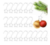 Kieswan Pack of 60 Silver Star Shaped Bauble Hangers for Christmas Tree Ornaments