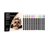 KieTeiiK 12-Piece Pet Manicure Detail Pens for Dogs Cats, Fast-Drying Decoration Tools with Multi-Color Assortment, Line Work Home Daily