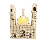 KieTeiiK Advent Calendar, Wooden Ramadan Countdown Calendar with Lights and 30 Drawers, Handmade Church Desktop Calendar, Reusable Calendar for Home Eid Ramadan Christmas Decor…