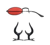KieTeiiK Alastor Anime Cosplay Accessories Set Devil Horns Hair Clips Monocle With Glasses Chain For Halloween Party Alastor Costume Accessories Devil Horns Hair Clips Monocle With Eyeglasses Chain