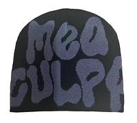 KieTeiiK Beanie Hat, Letter Print MEA Y2K Beanie, Knit Hat for Woman Men, Slouchy and Knit Beanie for Unisex Black Gray