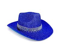 KieTeiiK Bride Cowgirl Hats Crystal Panama Hat For Bachelorette Party Cocktail Parties Vacation Sparkly Crystal For Comedian Women's Cowboy Hats