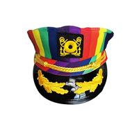 KieTeiiK Captain Hat, Embroidery Badge Rainbow Captain Hat, Colorful Yacht Captain Sailor Hat Navy Chauffeur Hat for 55-65cm Head, Flat Sail Top Hat for Party Fashion Show Photograp...
