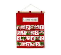KieTeiiK Christmas Countdown Calendar, Christmas Advent Calendar with 24 Days Pockets, Handmade Candy Bag Calendar, Christmas Hanging Calendar for Kids Wall Hanging Door Decor
