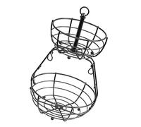 KieTeiiK Detachable Double Layer Snacks Organizers Basket Hollow Meshes Construction Includes Banana Hanger Metal Frame Living Room Snacks Organizers