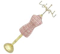 KieTeiiK Elegant Fabric Metal Human Shaped Jewelry Display Stand for Earrings Rings Amulets Compact Sturdy Home Store Organizers Cloth and Metal Earring Tree