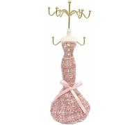 KieTeiiK Elegant Fabric Metal Human Shaped Jewelry Display Stand for Earrings Rings Amulets Compact Sturdy Home Store Organizers Cloth and Metal Earring Tree