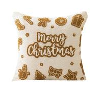 KieTeiiK Holiday Boucle Pillowcase Christmas Tree Embroidery Decorative Polyester Cushion Cover Easy Cleaning Home Decoration Polyester Festival Cushion Cover