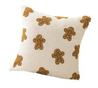 KieTeiiK Holiday Boucle Pillowcase Christmas Tree Embroidery Decorative Polyester Cushion Cover Easy Cleaning Home Decoration Polyester Festival Cushion Cover