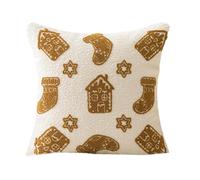 KieTeiiK Holiday Boucle Pillowcase Christmas Tree Embroidery Decorative Polyester Cushion Cover Easy Cleaning Home Decoration Polyester Festival Cushion Cover