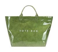 KieTeiiK Large Capacity PVC Top Handle Bag For Women With Stylish Letter Print Handbag Kraft Paper Bag For Office And Daily Use Commuters