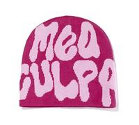 KieTeiiK Letter Print Beanies, Slouchy Knit Hat for Unisex - Rose Pink