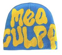 KieTeiiK Letter Print MEA Y2K Slouchy Knit Beanie - Unisex Blue Yellow