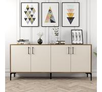 kiev large wooden sideboard with 4 doors in walnut and cream