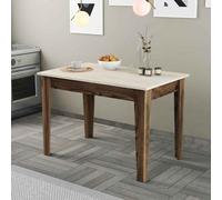 kiev wooden dining table in walnut and travertine marble effect