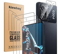 Kiewhay Tempered Glass Compatible with Xiaomi Poco X5 Pro 5G Screen Protector 6.67'', 3 Pcs Screen Protector + 2 Pcs Camera Lens Protector, [Not for Poco X5 5G] 99.99% HD Tempered Glass Film - 5 Pcs