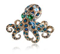 KIEYIQE Blue-Ringed Octopus Figurine, Healing Home Ornaments Statue Decor, Handmade Shimmering Crystal Octopus Ornament, Nautical Coastal Home Decor Gift (A)