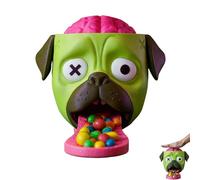 KIEYIQE Candy Creeper Zombie Pug Candy Dispenser, Brain Press Halloween Candys Machine, Works with Popular Candys, Spring-Loaded Action for pug lovers, Reusable Pugs Sweet Jar Home Decor (1pc)