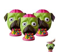 KIEYIQE Candy Creeper Zombie Pug Candy Dispenser, Brain Press Halloween Candys Machine, Works with Popular Candys, Spring-Loaded Action for pug lovers, Reusable Pugs Sweet Jar Home Decor (3pcs)