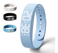 KIEYIQE Fitsleeps Alarm Clock Watch, Fitsleeps Alarm Bracelet, Silent Vibration Wake-Up Wristband for Deep Sleepers, Snooze Free Smart Reminder Watch for Men and Women, Improve Your Sleep (Blue)