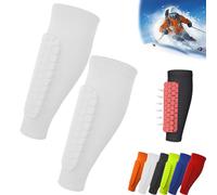 KIEYIQE Frost Armours Ski Shields, Shinbang Protector 2.0, Shin Defender Shin Guards, Long Breathable Elastic Honeycomb Anti-Collision Leggings Protective Cover, Achilles Shinbang Shields (M,White)