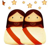 KIEYIQE Jesus Night Light, USB Rechargeable Jesus Tap Light, Rechargeable Bedside Night Lights, Let His Light Guide Your Way, Cute Silicone Touch Control Jesus Nights Lamp for Kid Room Decor (2pcs)