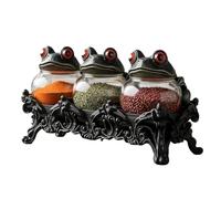 KIEYIQE Witchy Frog Apothecary Spice Jars, Gothic Food Storage Containers Figurine with Lids, Unique Witch Spice Jars for Spices, Herbs, Tea, Bath Salts, for Witchy home décor lovers